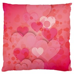 Hearts Pink Background Large Flano Cushion Case (two Sides) by Amaryn4rt