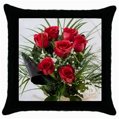 Red Roses Roses Red Flower Love Throw Pillow Case (black) by Amaryn4rt