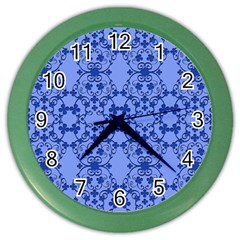 Floral Ornament Baby Boy Design Color Wall Clocks by Amaryn4rt