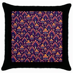 Abstract Background Floral Pattern Throw Pillow Case (black) by Amaryn4rt