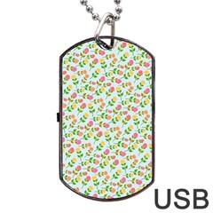 Flowers Roses Floral Flowery Dog Tag Usb Flash (two Sides) by Amaryn4rt