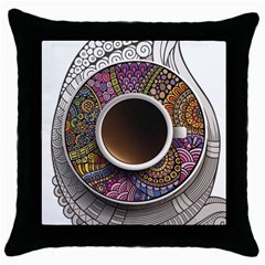 Ethnic Pattern Ornaments And Coffee Cups Vector Throw Pillow Case (black) by Amaryn4rt