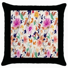 Vector Floral Art Throw Pillow Case (black) by Amaryn4rt