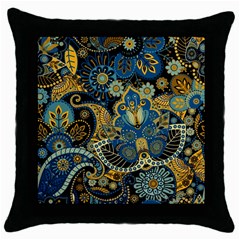 Retro Ethnic Background Pattern Vector Throw Pillow Case (black) by Amaryn4rt