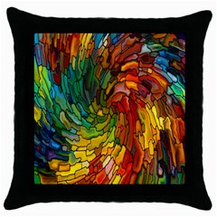 Stained Glass Patterns Colorful Throw Pillow Case (black) by Amaryn4rt