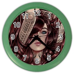 Beautiful Women Fantasy Art Color Wall Clocks by Amaryn4rt