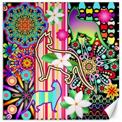 Mandalas, Cats And Flowers Fantasy Digital Patchwork Canvas 12  X 12   by BluedarkArt