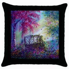 Bench In Spring Forest Throw Pillow Case (black) by Amaryn4rt