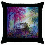 Bench In Spring Forest Throw Pillow Case (Black) Front