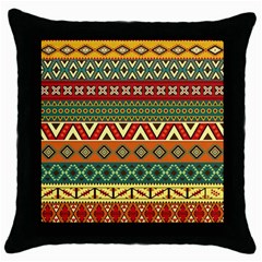 Mexican Folk Art Patterns Throw Pillow Case (black) by Amaryn4rt