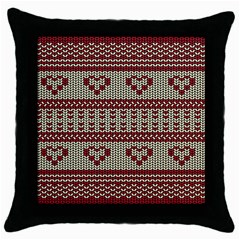 Stitched Seamless Pattern With Silhouette Of Heart Throw Pillow Case (black) by Amaryn4rt