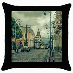 Historic Center Urban Scene At Riobamba City, Ecuador Throw Pillow Case (black) by dflcprints