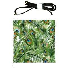 Peacock Feathers Pattern Shoulder Sling Bags by Simbadda