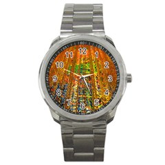 Circuit Board Pattern Sport Metal Watch by Simbadda