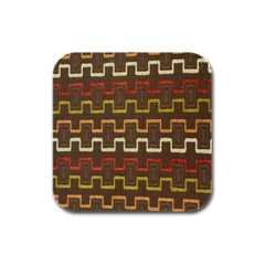 Fabric Texture Vintage Retro 70s Zig Zag Pattern Rubber Square Coaster (4 Pack)  by Simbadda