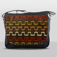 Fabric Texture Vintage Retro 70s Zig Zag Pattern Messenger Bags by Simbadda