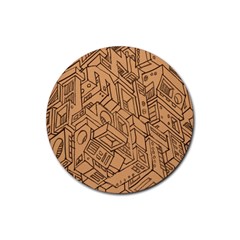 Mechanical Tech Pattern Rubber Coaster (round)  by Simbadda