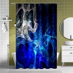 Ghost Fractal Texture Skull Ghostly White Blue Light Abstract Shower Curtain 48  X 72  (small)  by Simbadda