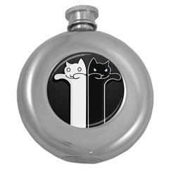 Texture Cats Black White Round Hip Flask (5 Oz) by Simbadda