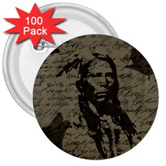 Indian Chief 3  Buttons (100 Pack)  by Valentinaart