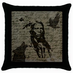 Indian Chief Throw Pillow Case (black) by Valentinaart