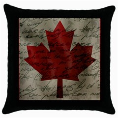 Canada Flag Throw Pillow Case (black) by Valentinaart