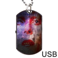 David Bowie  Dog Tag Usb Flash (two Sides) by Valentinaart