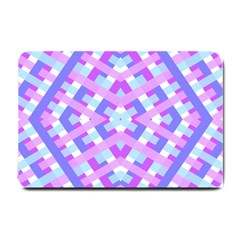 Geometric Gingham Merged Retro Pattern Small Doormat  by Simbadda