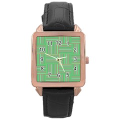 Geometric Pinstripes Shapes Hues Rose Gold Leather Watch  by Simbadda