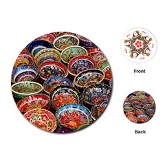 Art Background Bowl Ceramic Color Playing Cards (round)  by Simbadda