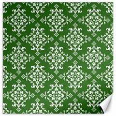 St Patrick S Day Damask Vintage Green Background Pattern Canvas 12  X 12   by Simbadda