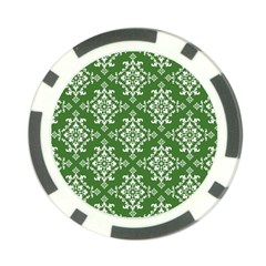 St Patrick S Day Damask Vintage Green Background Pattern Poker Chip Card Guard by Simbadda