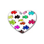 Fishes Marine Life Swimming Water Rubber Coaster (Heart)  Front