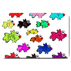 Fishes Marine Life Swimming Water Large Doormat  by Simbadda