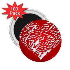 Heart Design Love Red 2 25  Magnets (100 Pack)  by Simbadda