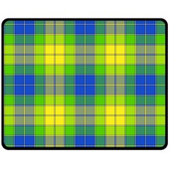 Spring Plaid Yellow Fleece Blanket (medium)  by Simbadda