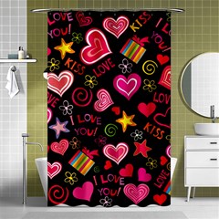 Love Hearts Sweet Vector Shower Curtain 48  X 72  (small)  by Simbadda