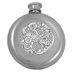 These Flowers Need Colour! Round Hip Flask (5 Oz) by Simbadda