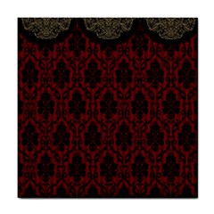 Elegant Black And Red Damask Antique Vintage Victorian Lace Style Tile Coasters by yoursparklingshop