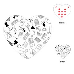 Furniture Black Decor Pattern Playing Cards (heart)  by Simbadda