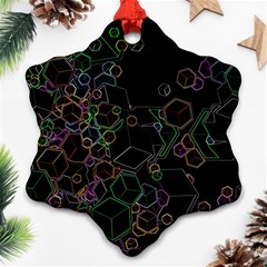 Boxs Black Background Pattern Snowflake Ornament (two Sides) by Simbadda