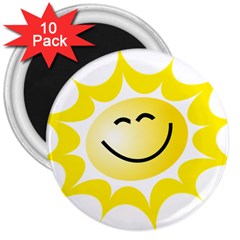 The Sun A Smile The Rays Yellow 3  Magnets (10 Pack)  by Simbadda