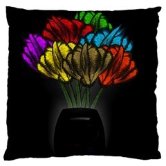 Flowers Painting Still Life Plant Large Cushion Case (one Side) by Simbadda