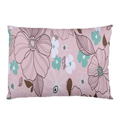 Background Texture Flowers Leaves Buds Pillow Case by Simbadda