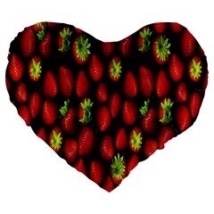 Berry Strawberry Many Large 19  Premium Heart Shape Cushions by Simbadda