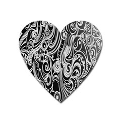 Black White Pattern Shape Patterns Heart Magnet by Simbadda