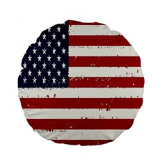 Flag United States United States Of America Stripes Red White Standard 15  Premium Round Cushions by Simbadda