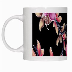 Neon Flowers Black Background White Mugs by Simbadda