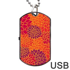 Floral Pattern Dog Tag Usb Flash (two Sides) by Valentinaart