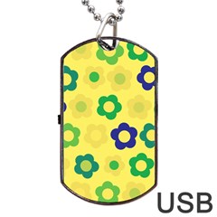 Floral Pattern Dog Tag Usb Flash (two Sides) by Valentinaart